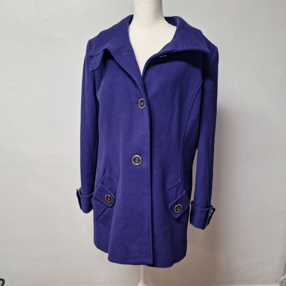 Pendleton Coat Lambs Wool Blue Jacket Single Button Womens 16P Petite‎ Short